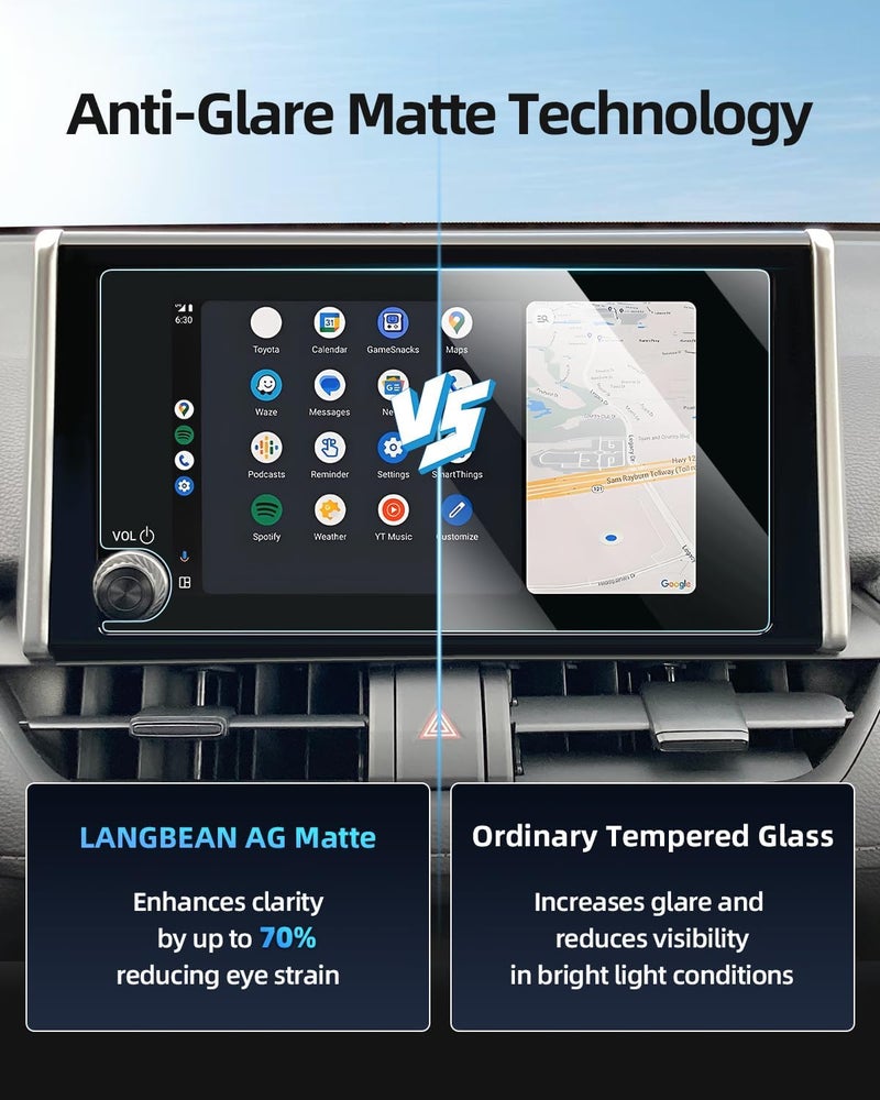 LANGBEAN Anti-Glare Matte 8-Inch Screen Protector for 2023-2025 Toyota RAV4 (LE/XLE/SE/XLE Premium/Woodland Edition) Infotainment Touchscreen, 9H Tempered Glass/Anti-Fingerprint 2025 RAV4 Hybrid Accessories - Image 3